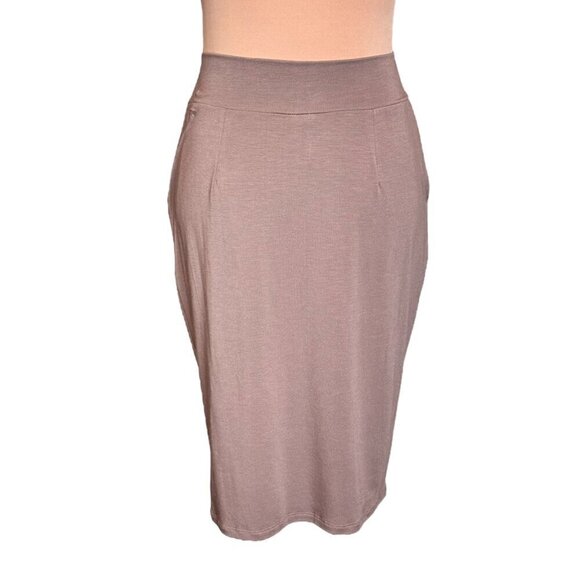 Michael Stars Skirt Sz.M Tan Modal Jersey Wide Waistband Above Knee Neutral - Picture 3 of 11